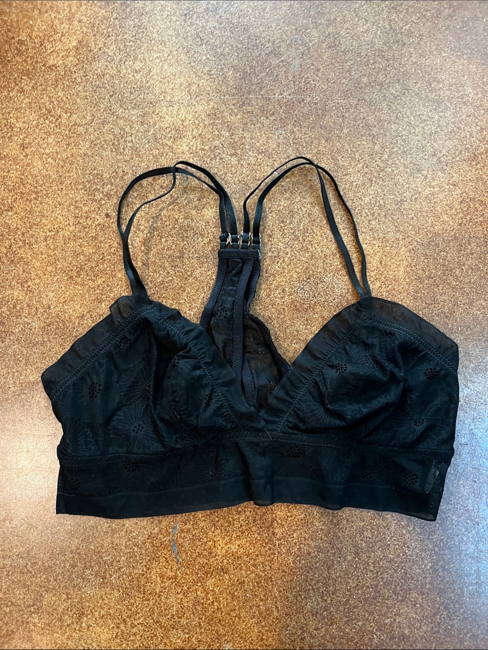 Aerie Black Lace Bralette with Racerback Straps Sz Large